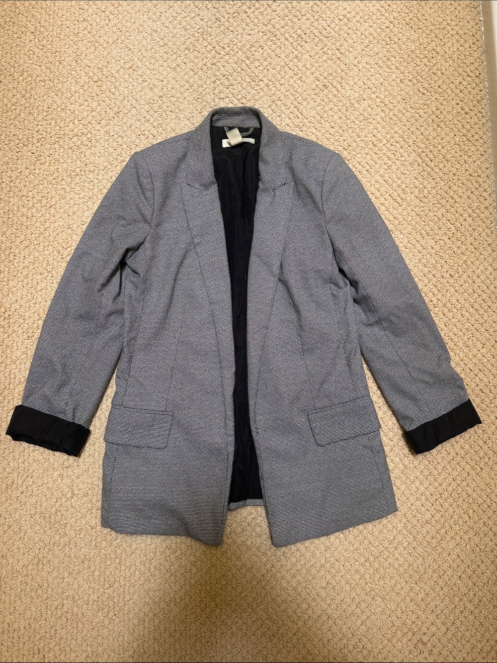 H&M Light Gray and Black Textured Blazer size 0